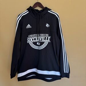 Adidas Louisville Cardinals Soccer Hoodie Sweatshirt Black White US XL NWOT